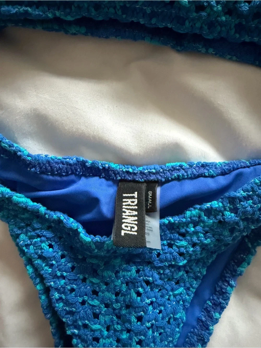triangl swimwear Blue Textured Bandeau & Tie-Side Bikini Set